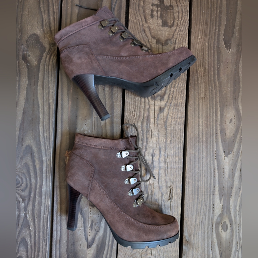 Lauren Ralph Lauren Brown Suede Heeled Booties 8M
